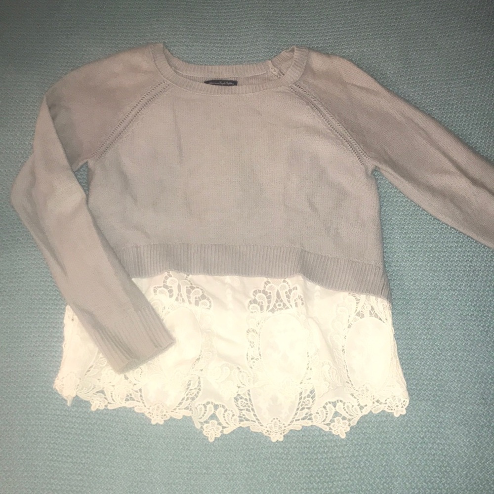 light blue and lace AE sweater